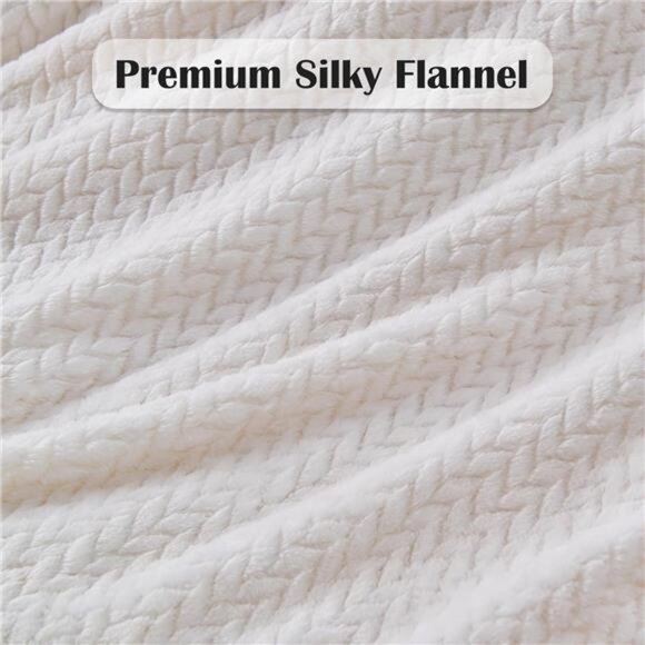 Super Soft Throw Blanket Flannel Fleece Lightweight Bed Blanket All Season Ivory - Picture 5 of 7